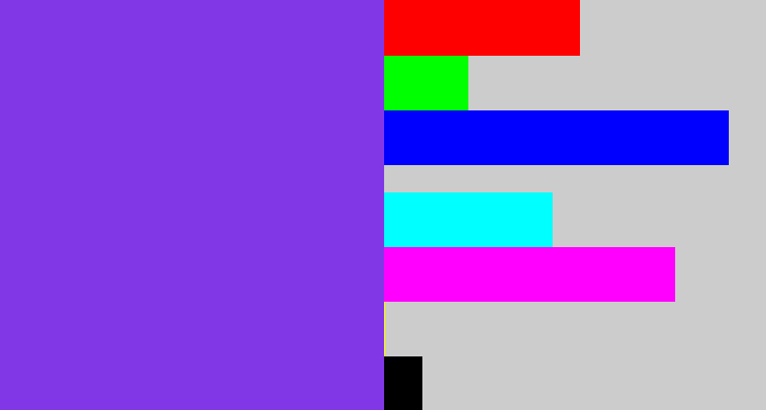 Hex color #8137e6 - bluish purple