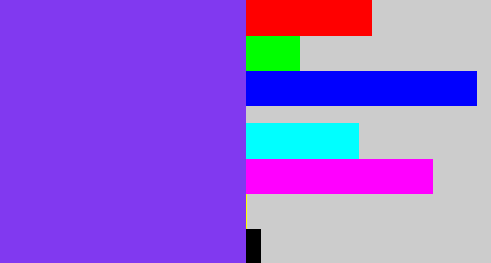 Hex color #8139f0 - bluish purple