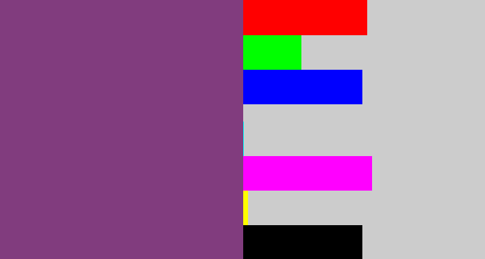 Hex color #813c7e - light eggplant