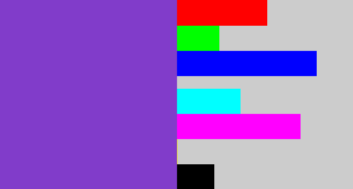 Hex color #813cca - bluey purple