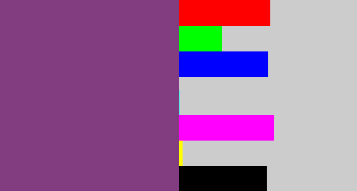 Hex color #813d7f - light eggplant