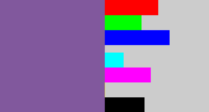 Hex color #81589d - dark lavender