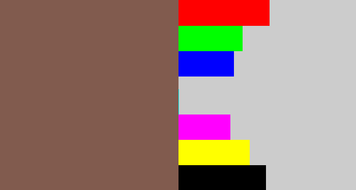 Hex color #815b4e - dark taupe
