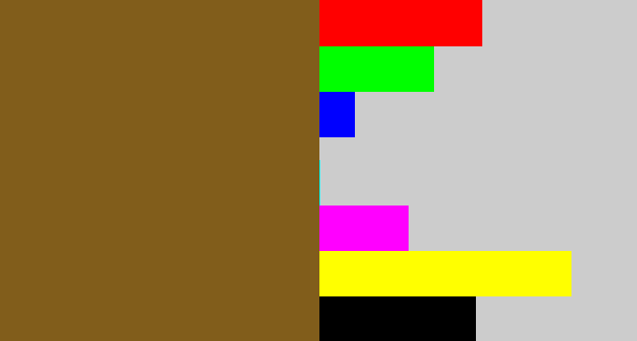 Hex color #815d1b - medium brown