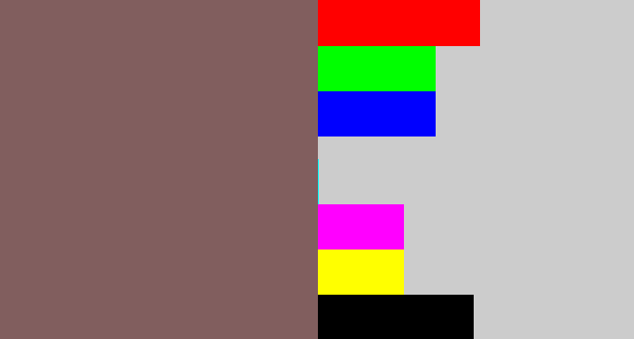 Hex color #815e5e - dark taupe