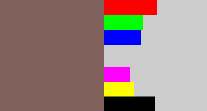 Hex color #81615b - dark taupe