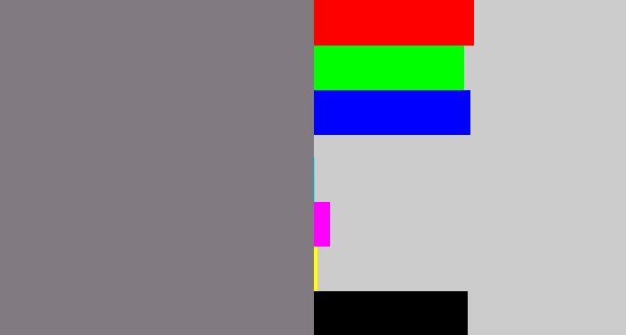 Hex color #817a80 - medium grey