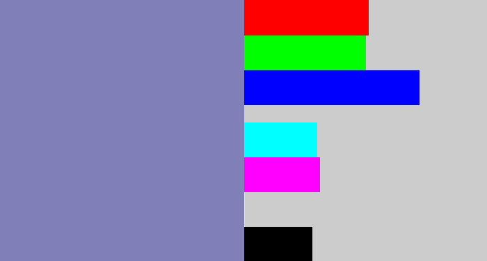 Hex color #817fb7 - blue/grey