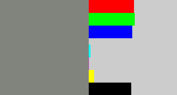 Hex color #81847c - medium grey