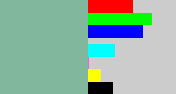 Hex color #81b79d - greenish grey
