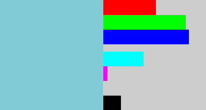 Hex color #81cbd4 - light grey blue