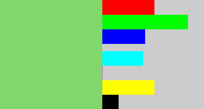 Hex color #81d76a - soft green