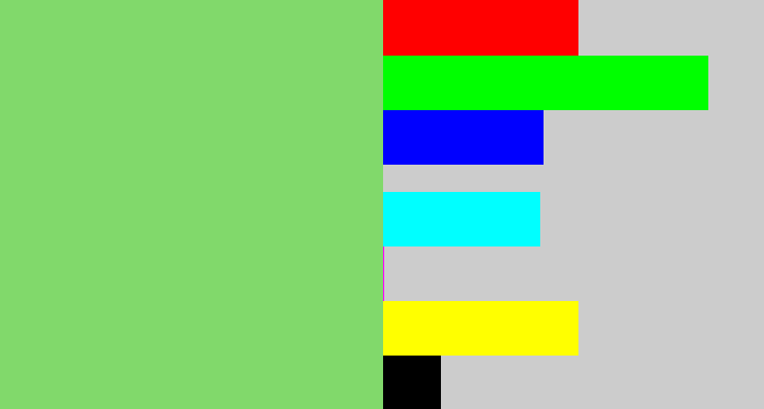 Hex color #81d96b - soft green