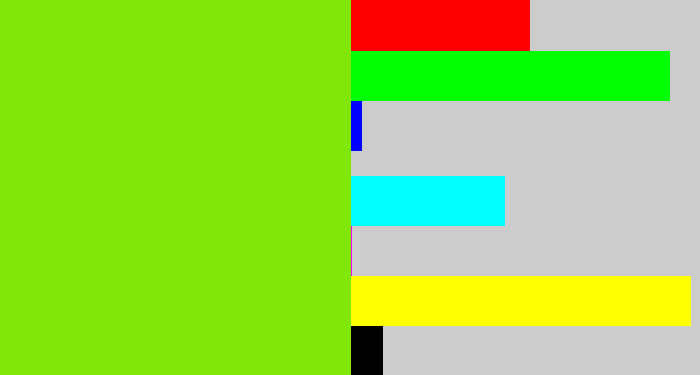 Hex color #81e708 - bright lime