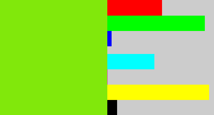 Hex color #81e80b - bright lime