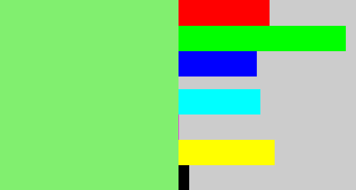 Hex color #81ef6f - lighter green