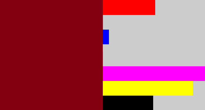 Hex color #82000f - crimson