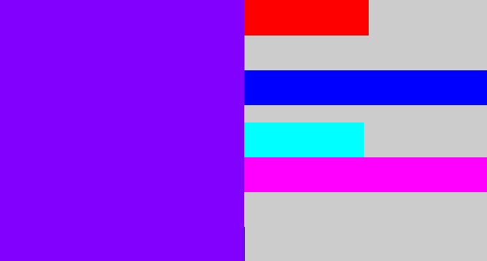 Hex color #8200fe - vivid purple