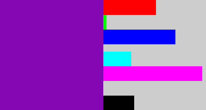 Hex color #8207b2 - purple