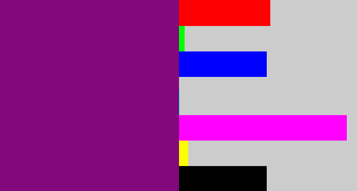 Hex color #82087c - darkish purple