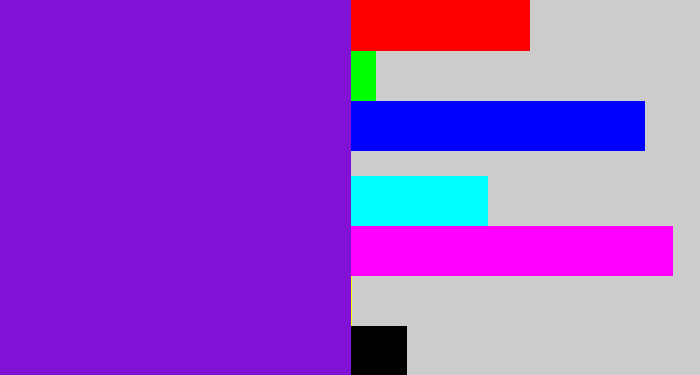 Hex color #8211d6 - violet