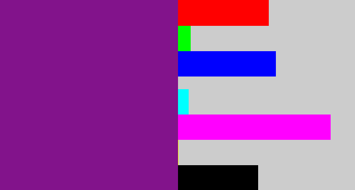 Hex color #82138b - purple