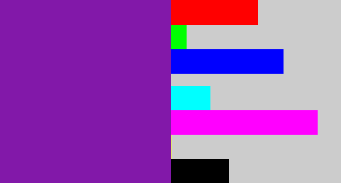 Hex color #8218a9 - purple
