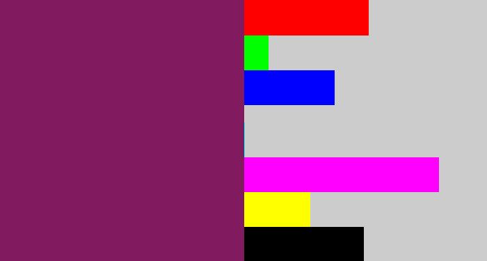 Hex color #821a5f - darkish purple