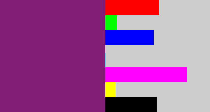 Hex color #821d75 - darkish purple