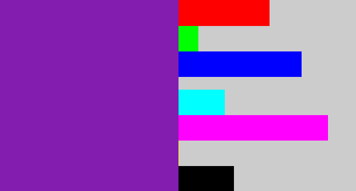 Hex color #821db0 - purple