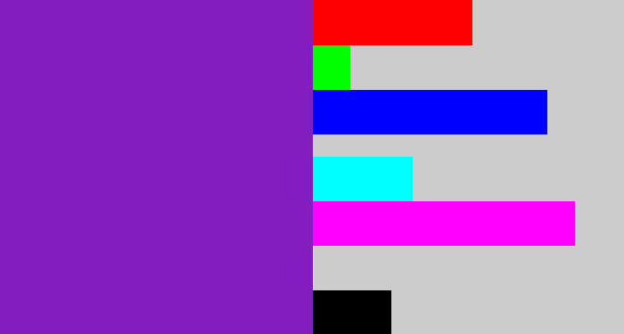 Hex color #821ec0 - purple