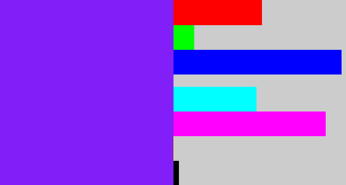 Hex color #821ef8 - purply blue