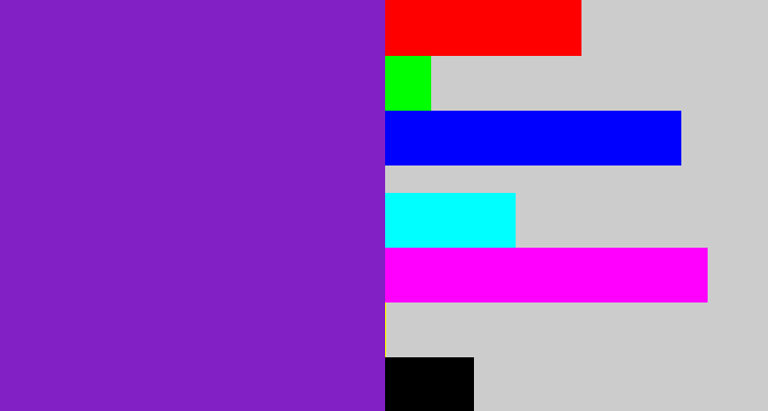 Hex color #821fc5 - purple/blue