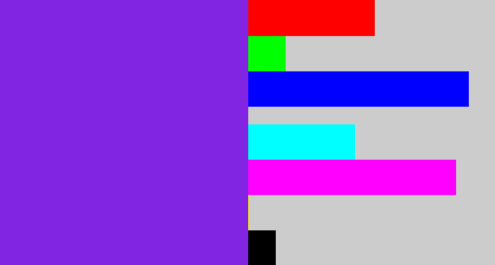 Hex color #8225e3 - bluish purple