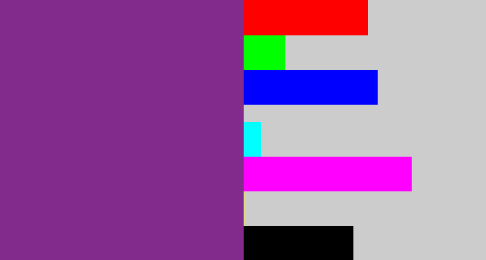 Hex color #822b8c - warm purple