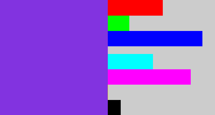 Hex color #8233e0 - bluish purple