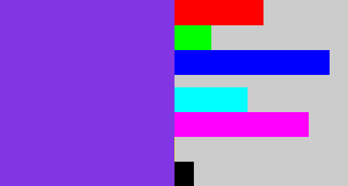 Hex color #8235e2 - bluish purple