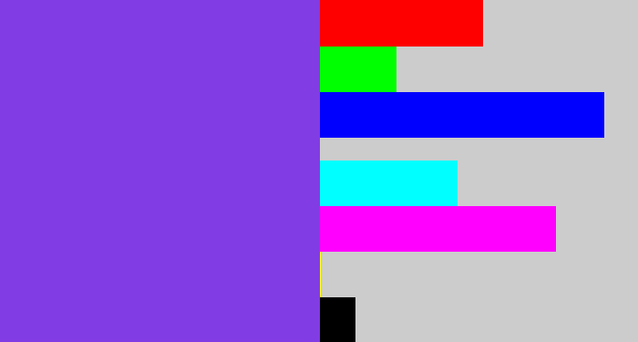 Hex color #823ce4 - bluish purple