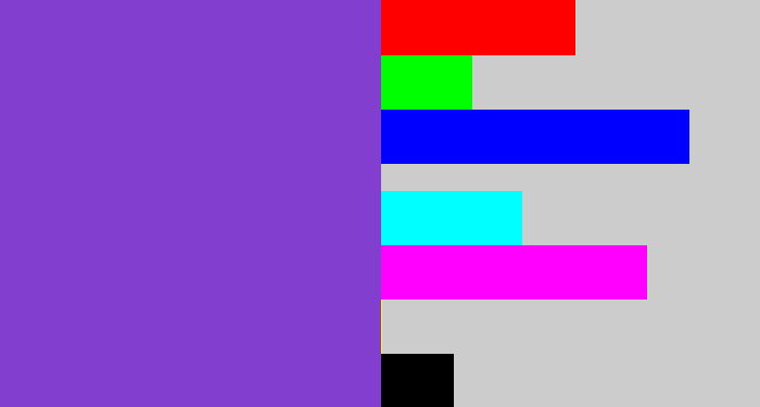 Hex color #823ecf - bluish purple