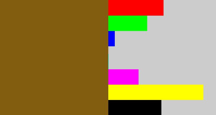 Hex color #825d0f - medium brown