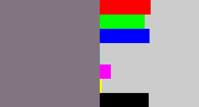 Hex color #827480 - purple grey