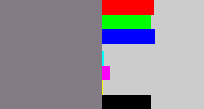 Hex color #827b84 - medium grey