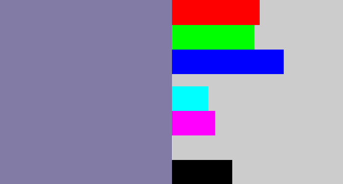 Hex color #827ba5 - blue/grey