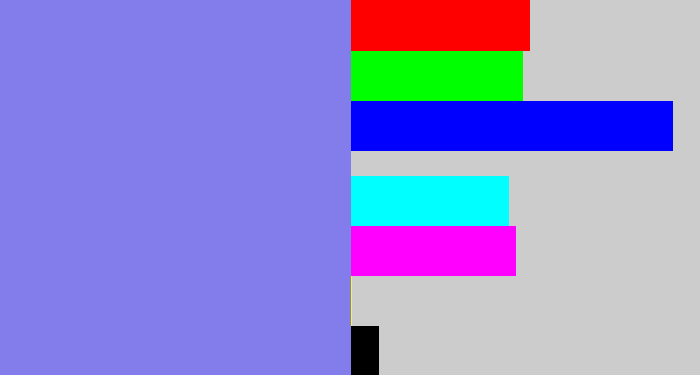 Hex color #827deb - lavender blue