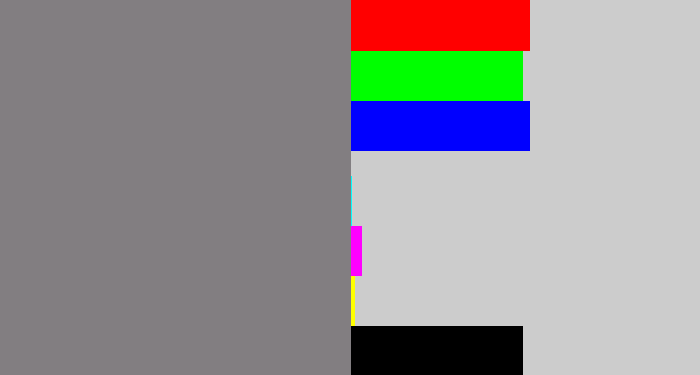Hex color #827e81 - medium grey