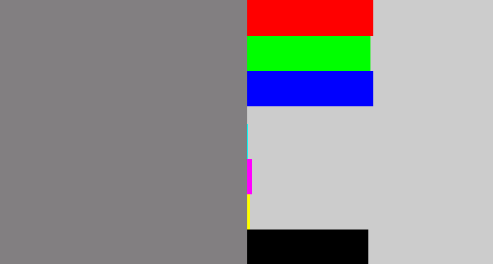 Hex color #827f81 - medium grey