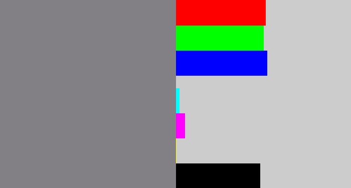 Hex color #827f85 - medium grey