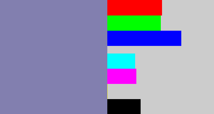 Hex color #827faf - blue/grey