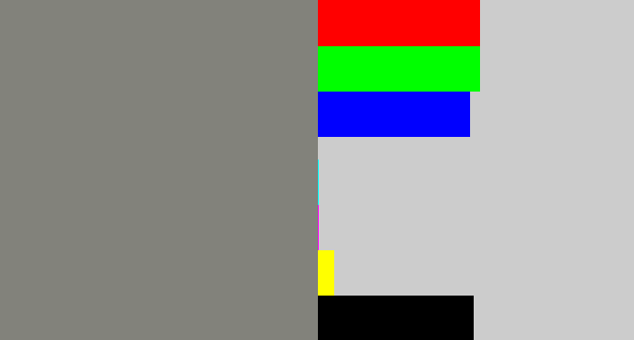 Hex color #82827b - medium grey