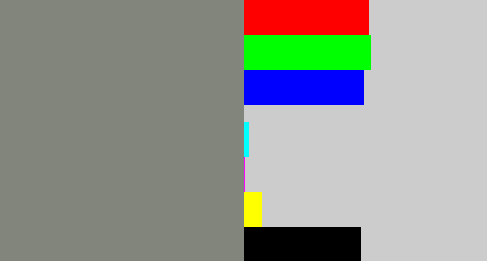 Hex color #82857c - medium grey